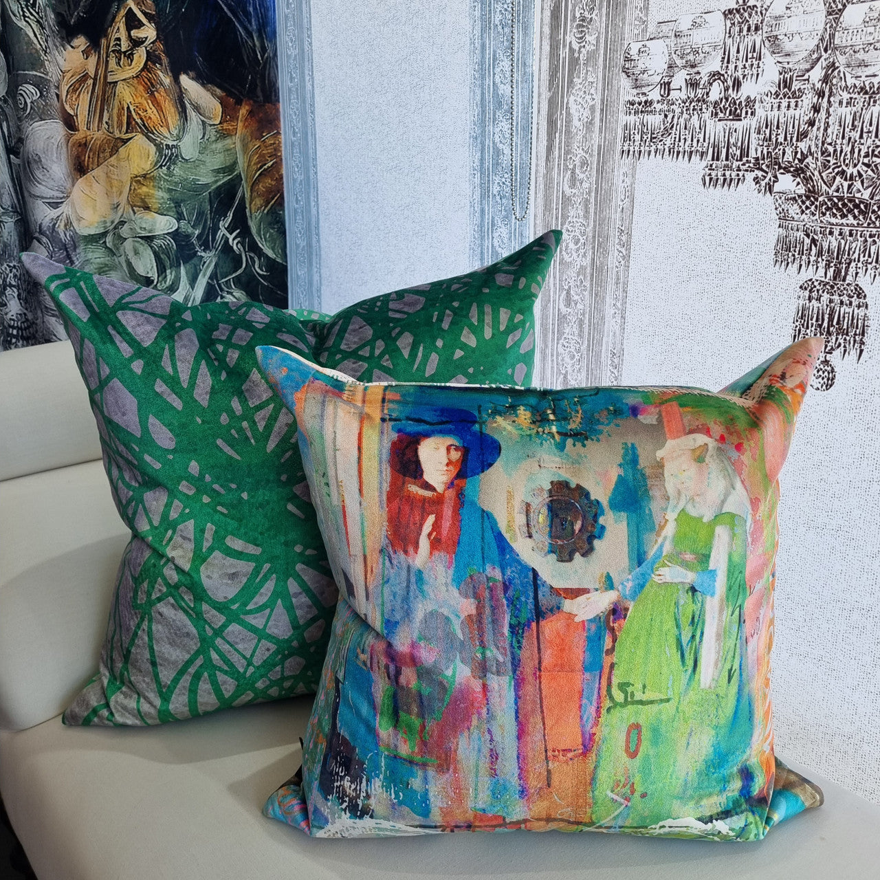 Cushion - Famous Paintings - The Nice Couple from Bruges