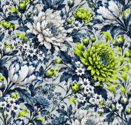 Fabric - Botanical Voltage - Lime and Cobalt