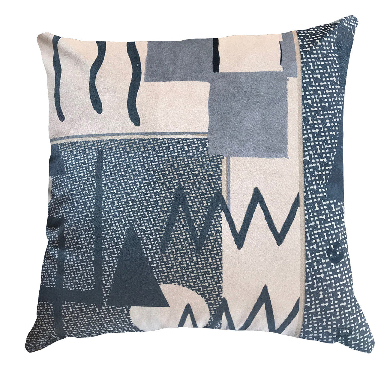 Cushion - Modigliani Was Here - Abstract in Blue Zig Zag