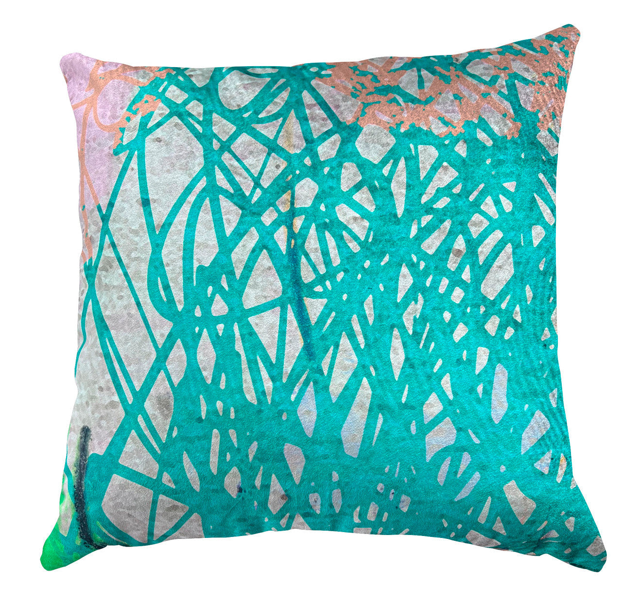 Cushion - Scribble - Aqua and Cinnamon