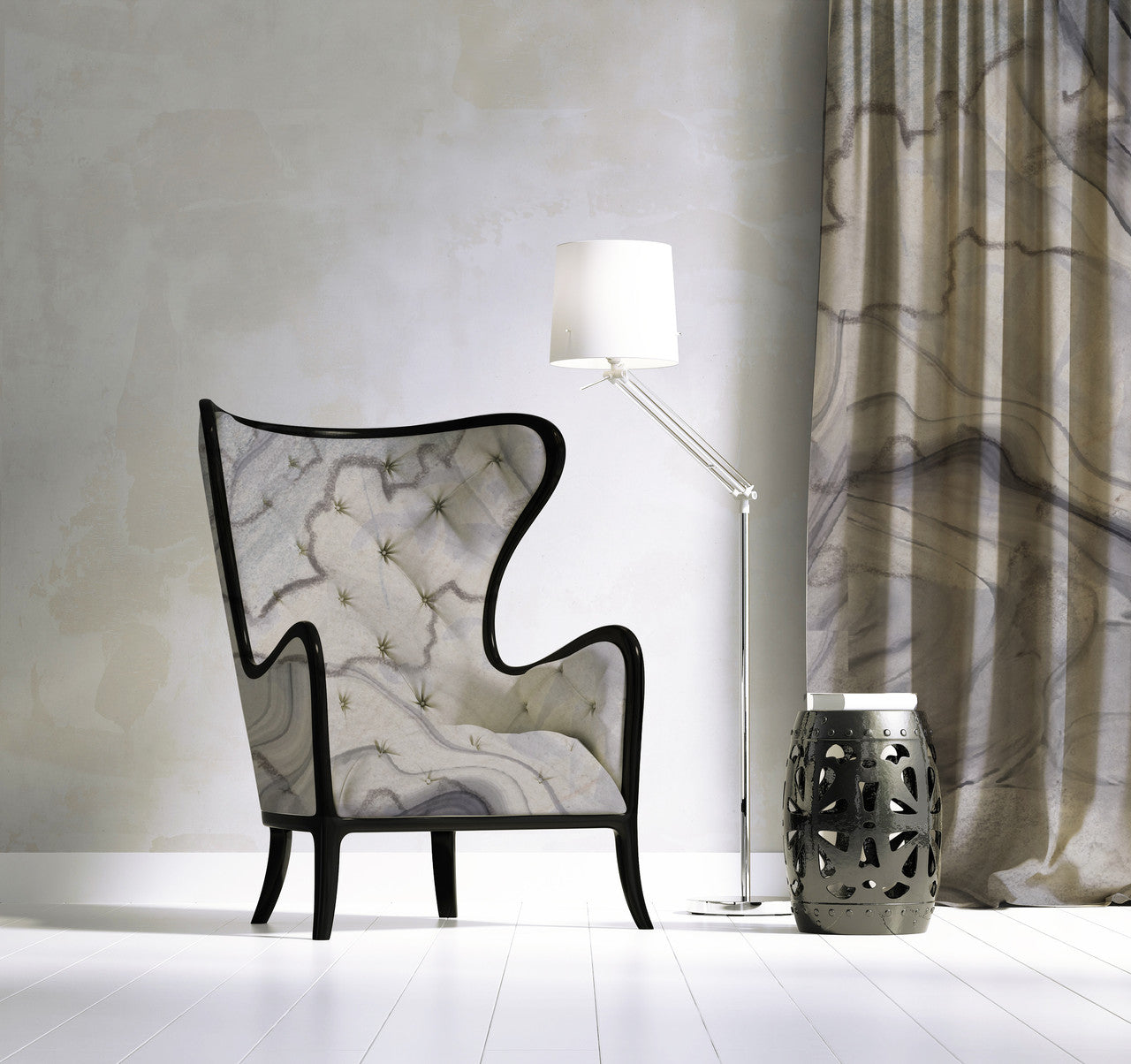 Fabric - Broken Marble - Black Sesame