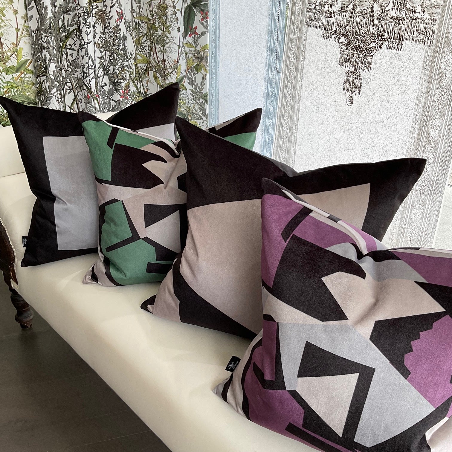 Cushion - Grid Theory - Vector in Taupe