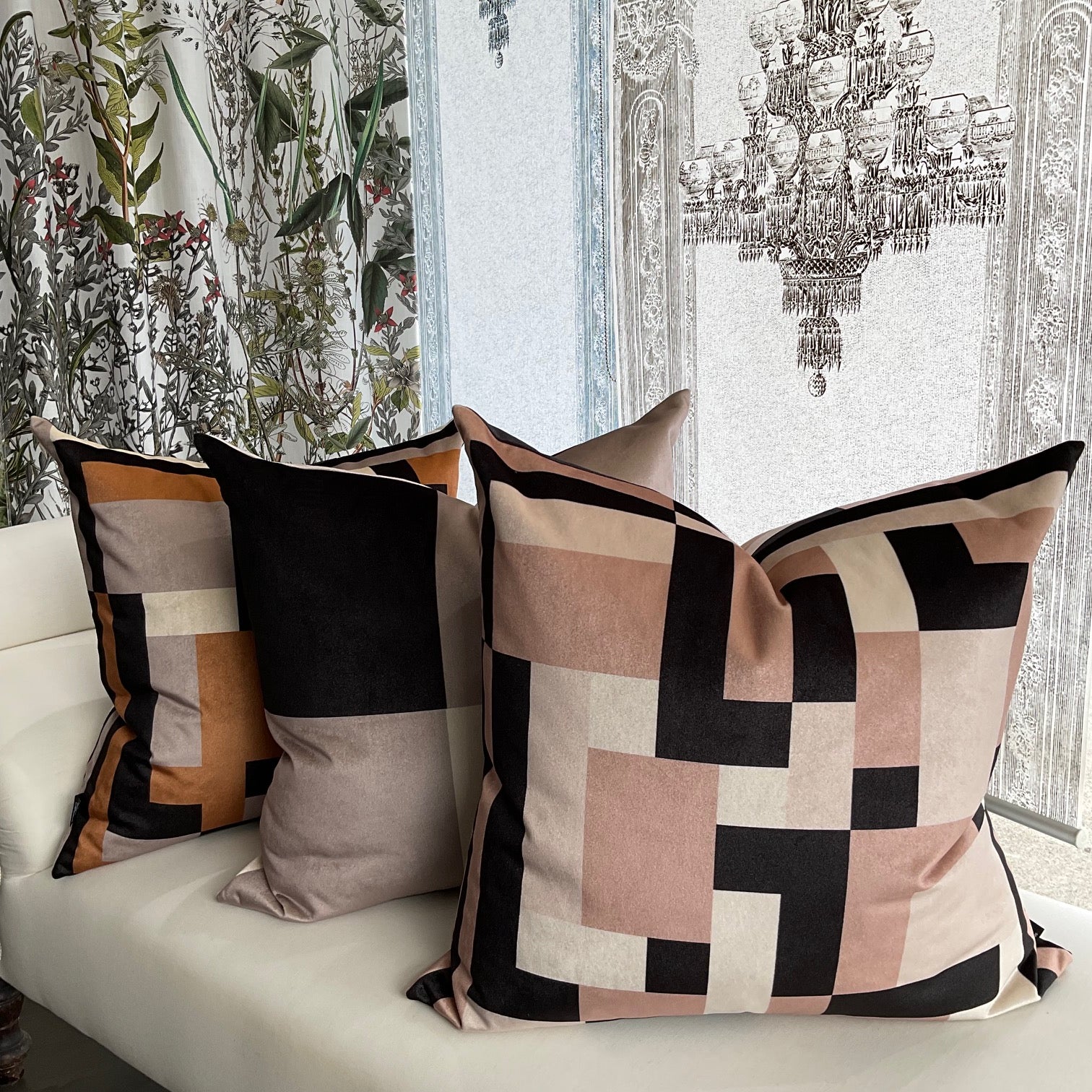 Cushion - Grid Theory - Axis in Ochre