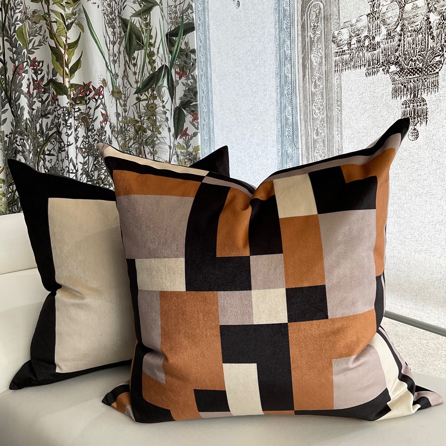 Cushion - Grid Theory - Axis in Ochre