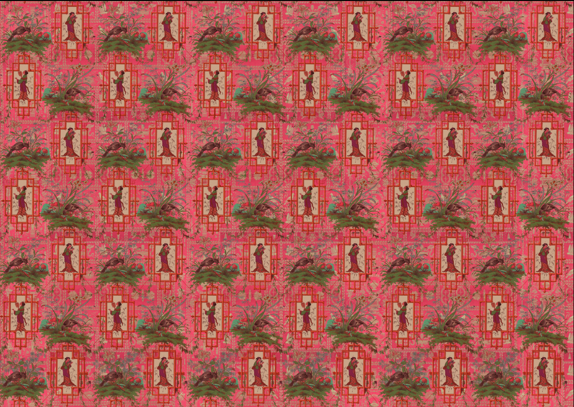Wallpaper - Chinoiserie - Eldest Princess Hot Pink