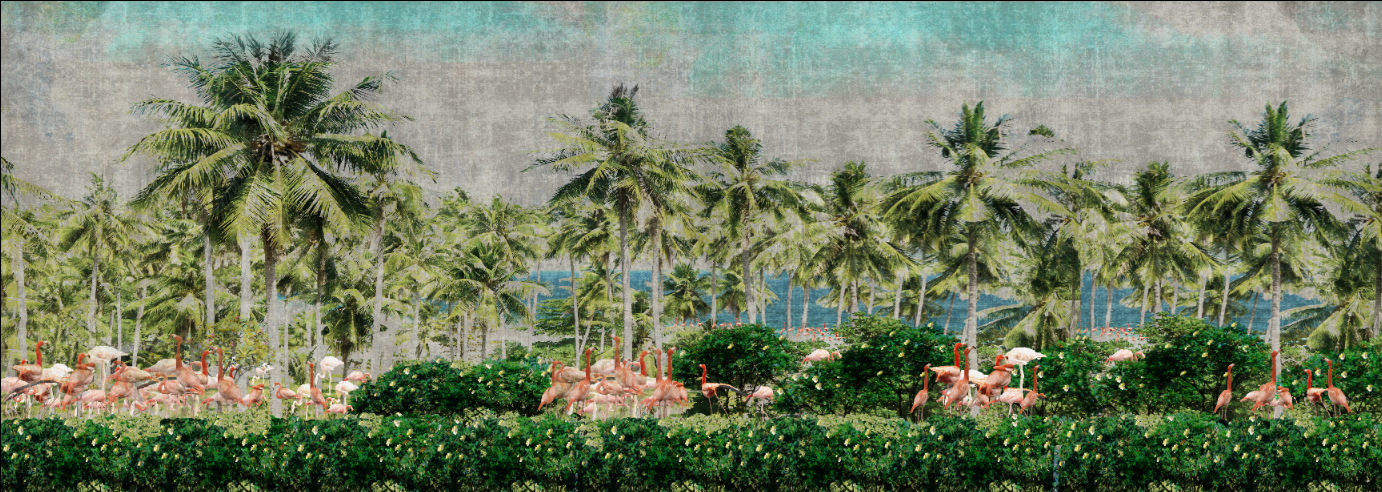 Wallpaper - Flamingos in the Tropics