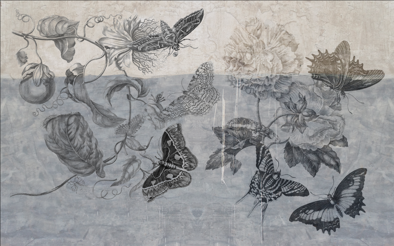 Wallpaper - Botanical Graffiti - Blue Butterfly Day