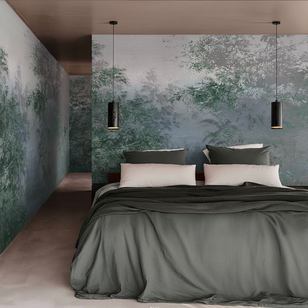 Wallpaper - Shadow Play - Forest Green