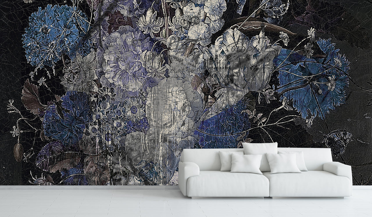 Wallpaper - Still Life with Flowers - Blue