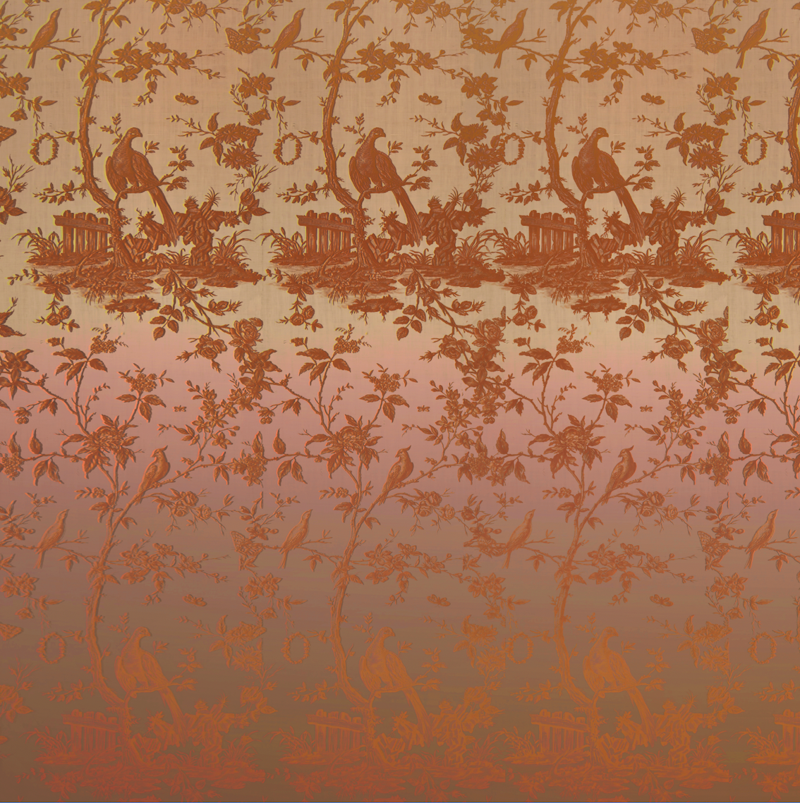 Wallpaper - Toile de Jouy - Doré