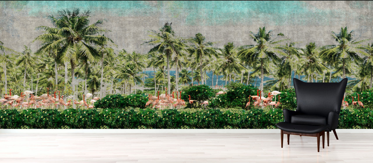 Wallpaper - Flamingos in the Tropics