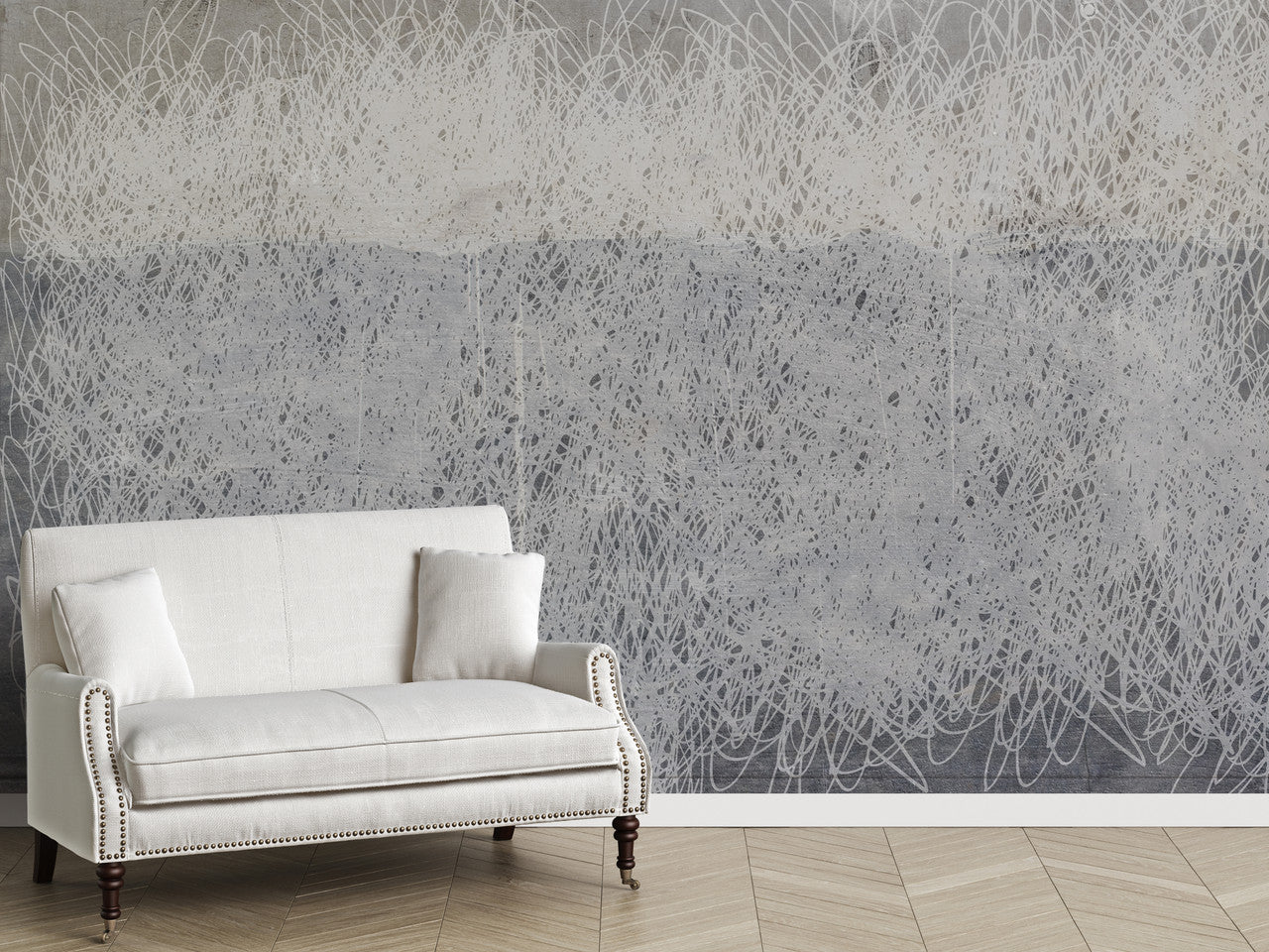 Wallpaper - Scribble - Two Tone Grey