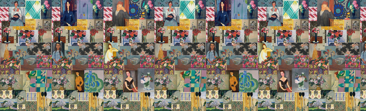 Wallpaper - Modigliani Was Here - Long Neck Ladies With Flowers