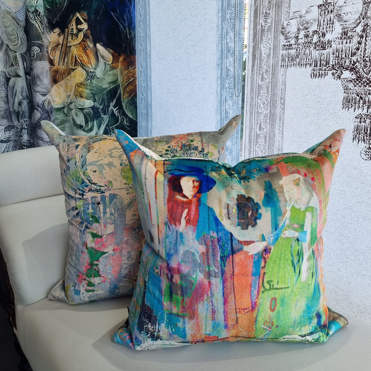 Cushion - Famous Paintings - The Nice Couple from Bruges