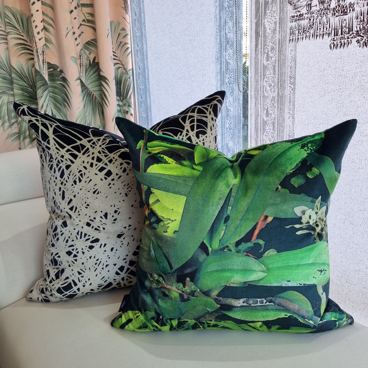 Cushion - Scribble - Black with Cream