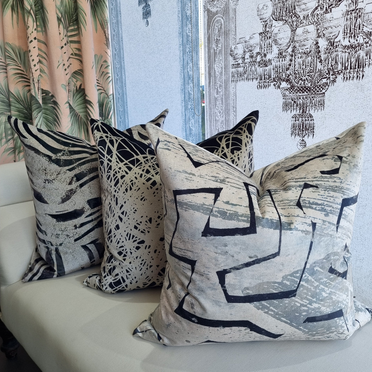 Cushion - Scribble - Black with Cream