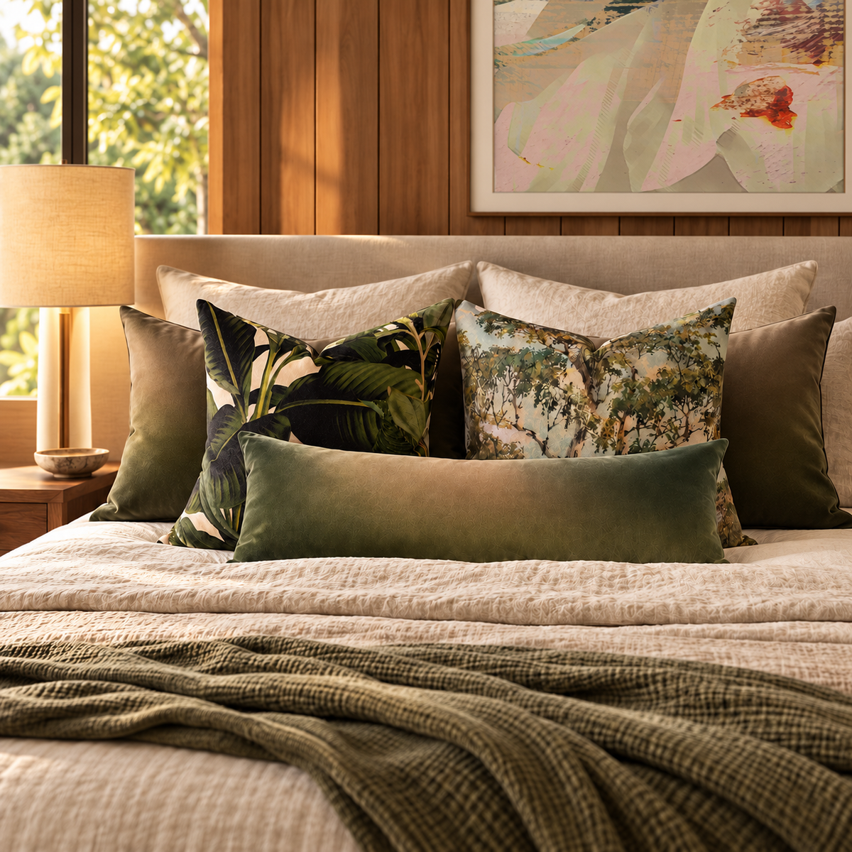Lumbar Cushion - New Wave - Olive Green