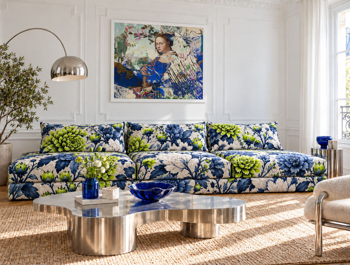Fabric - Botanical Voltage - Lime and Cobalt