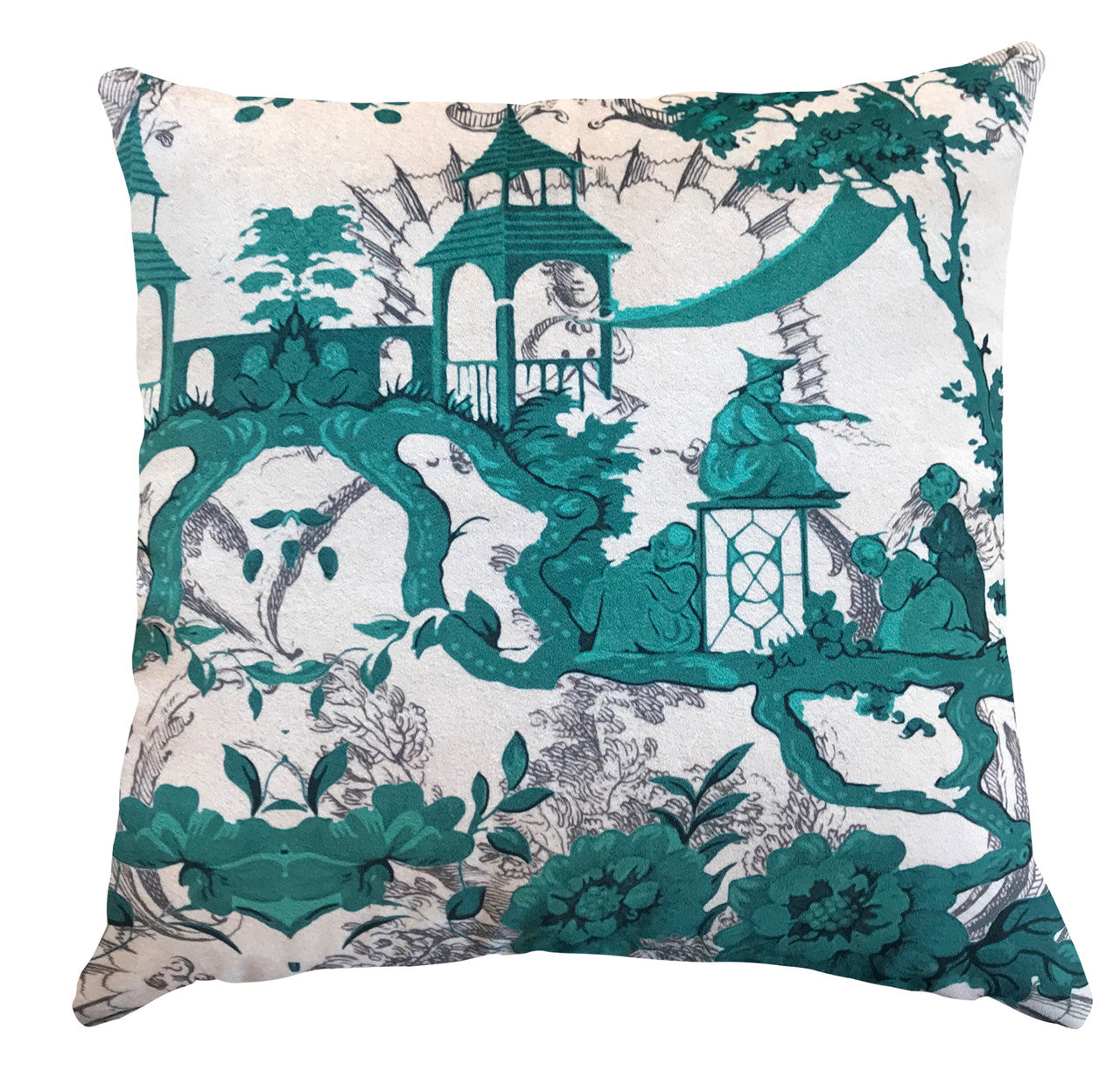 Cushion - Chinoiserie - Lucky Jade Garden - Emerald