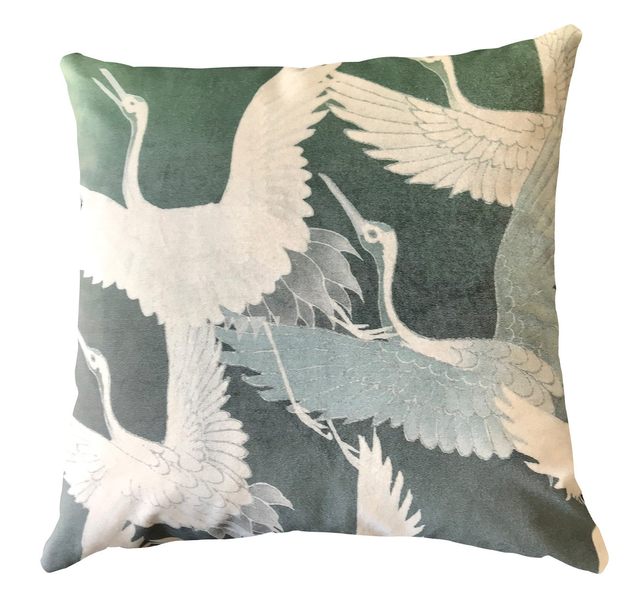 Cushion - Ryokan Dreaming - Cranes in Flight Green