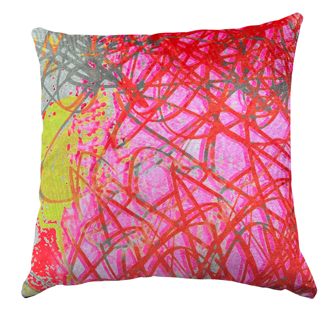 Cushion - Scribble - Red, Pink and Yellow