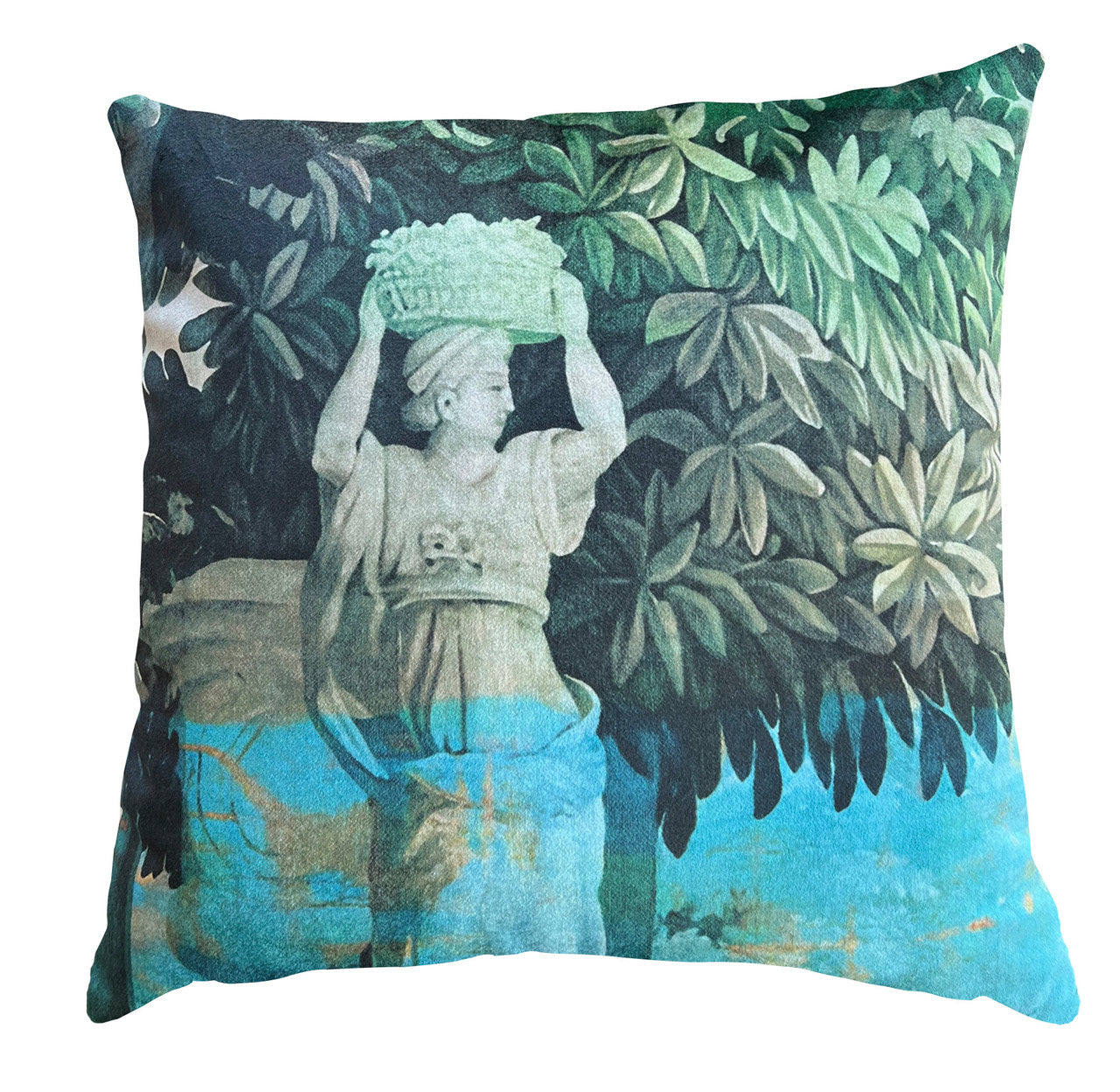 Cushion - Woven Magic - Tapestry Green with Statue