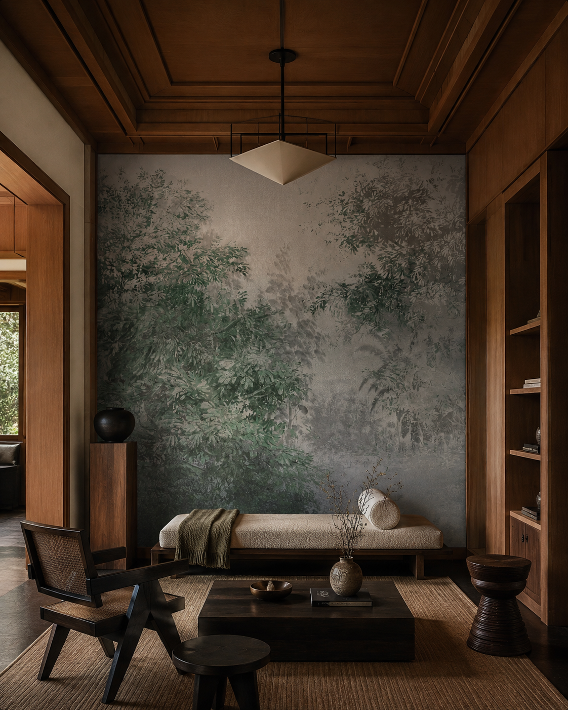 Wallpaper - Shadow Play - Forest Green