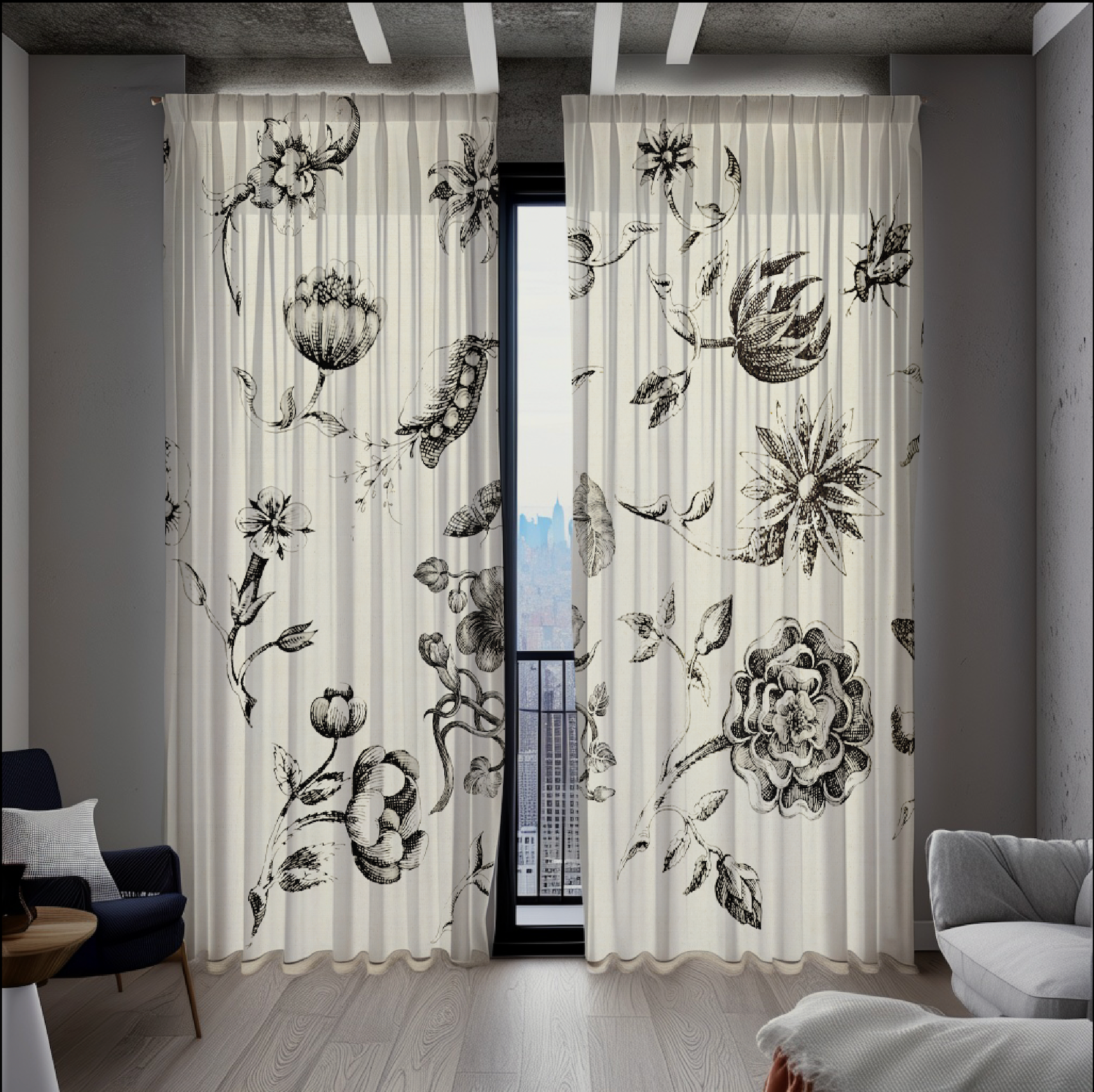 Fabric - Floral Ink