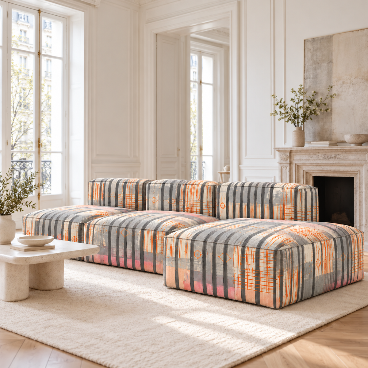 Fabric - Geometrico - Orange Stripes