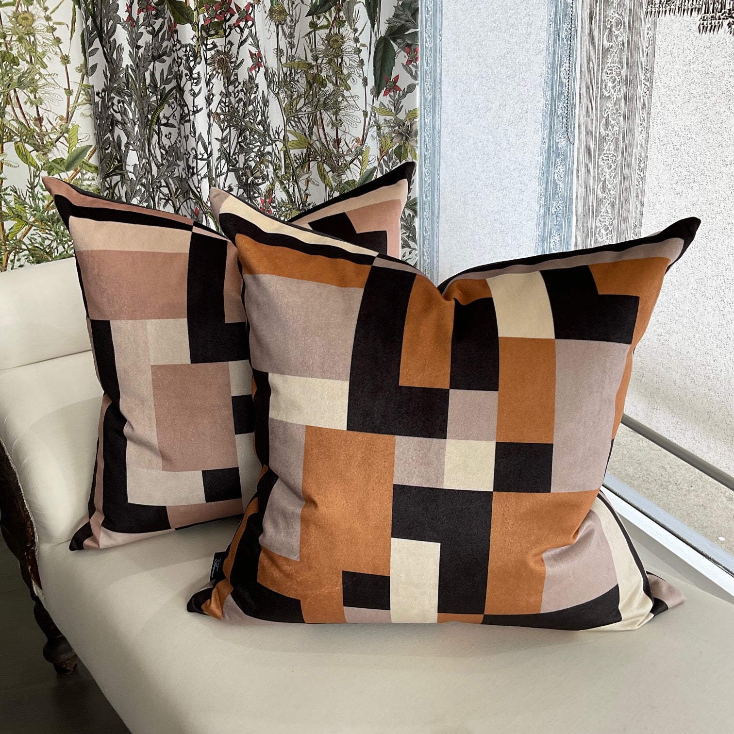 Cushion - Grid Theory - Axis in Ochre