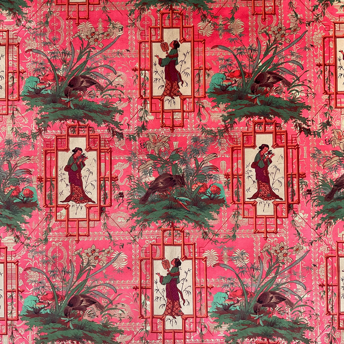 Fabric - Chinoiserie - Eldest Princess - Hot Pink (Archive Drop)