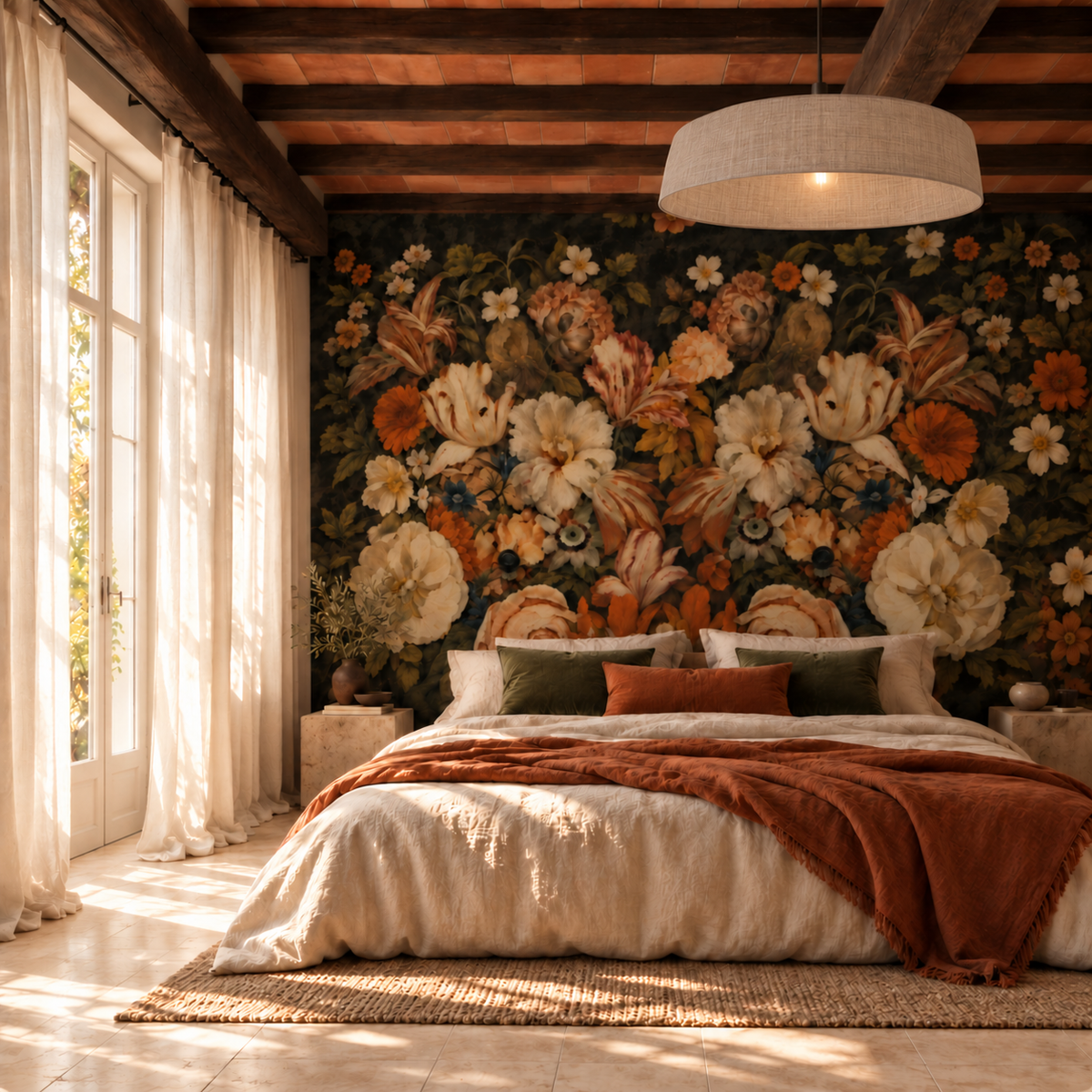 Wallpaper -Magnolia and Rose - Antique