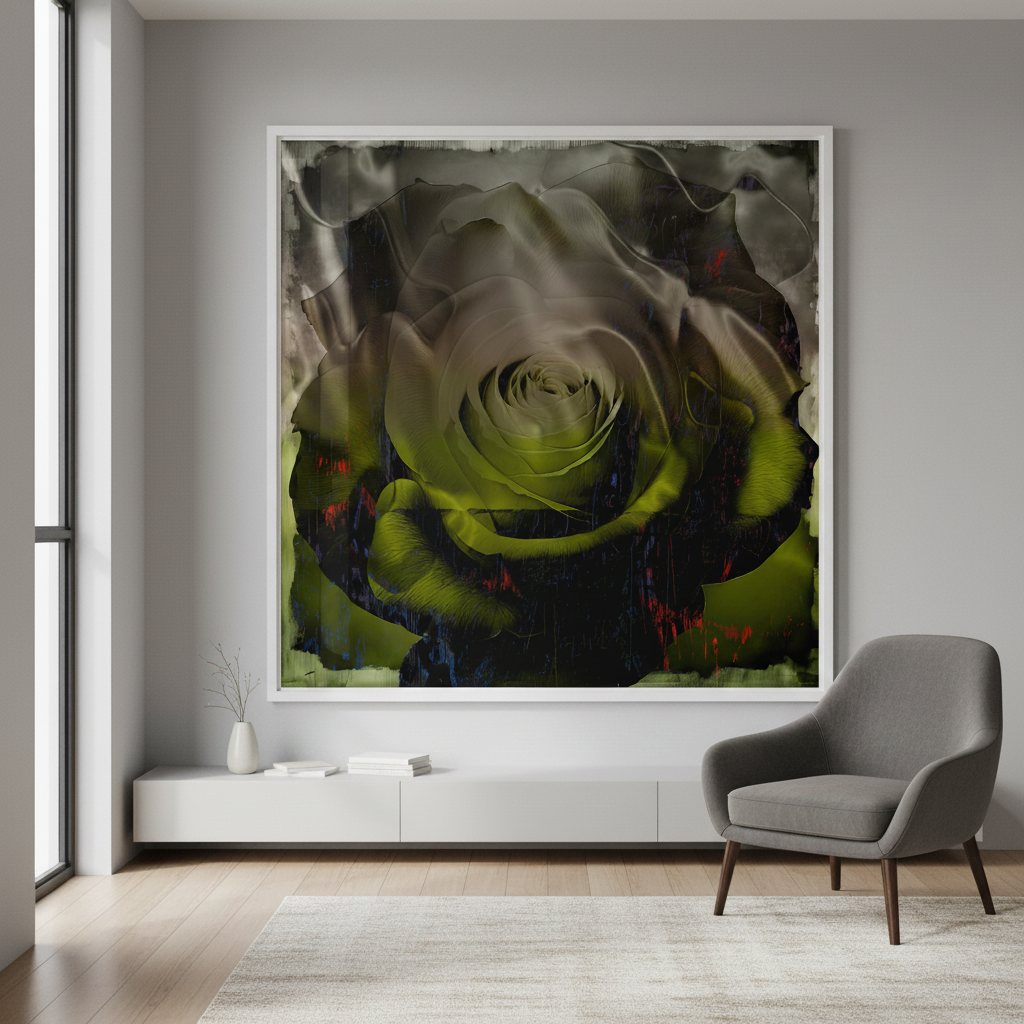 Framed Art Print - Overblown - Metallic Green