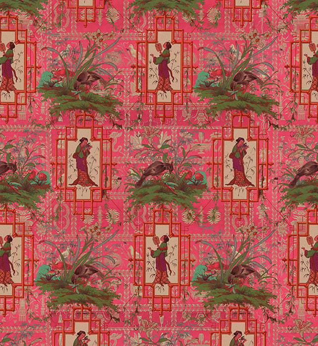 Fabric - Chinoiserie - Eldest Princess - Hot Pink