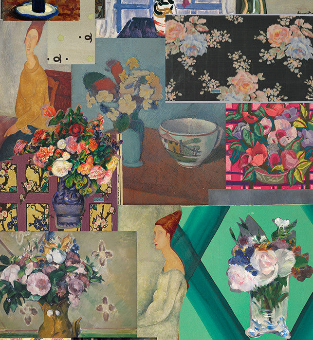Wallpaper - Modigliani Was Here - Long Neck Ladies With Flowers