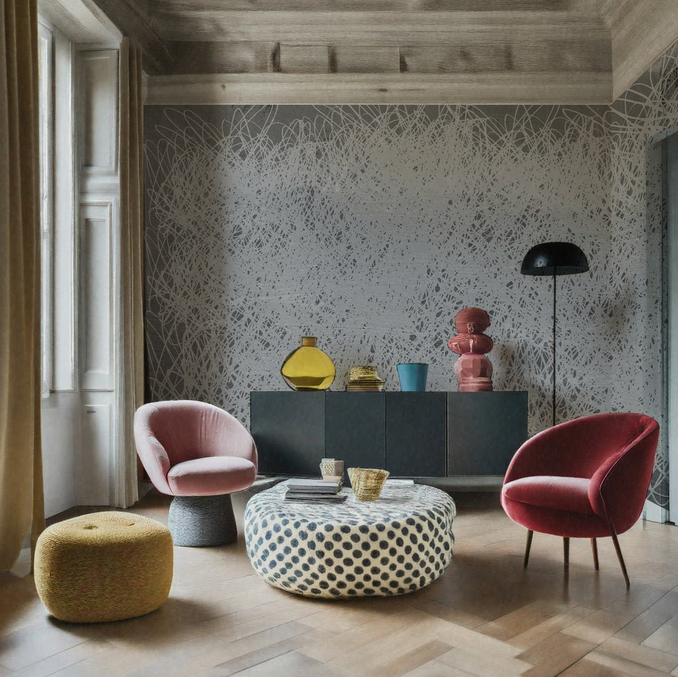 Wallpaper - Scribble - Two Tone Grey