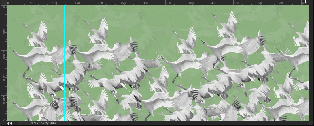 Wallpaper - Ryokan Dreaming - Cranes in Flight Green