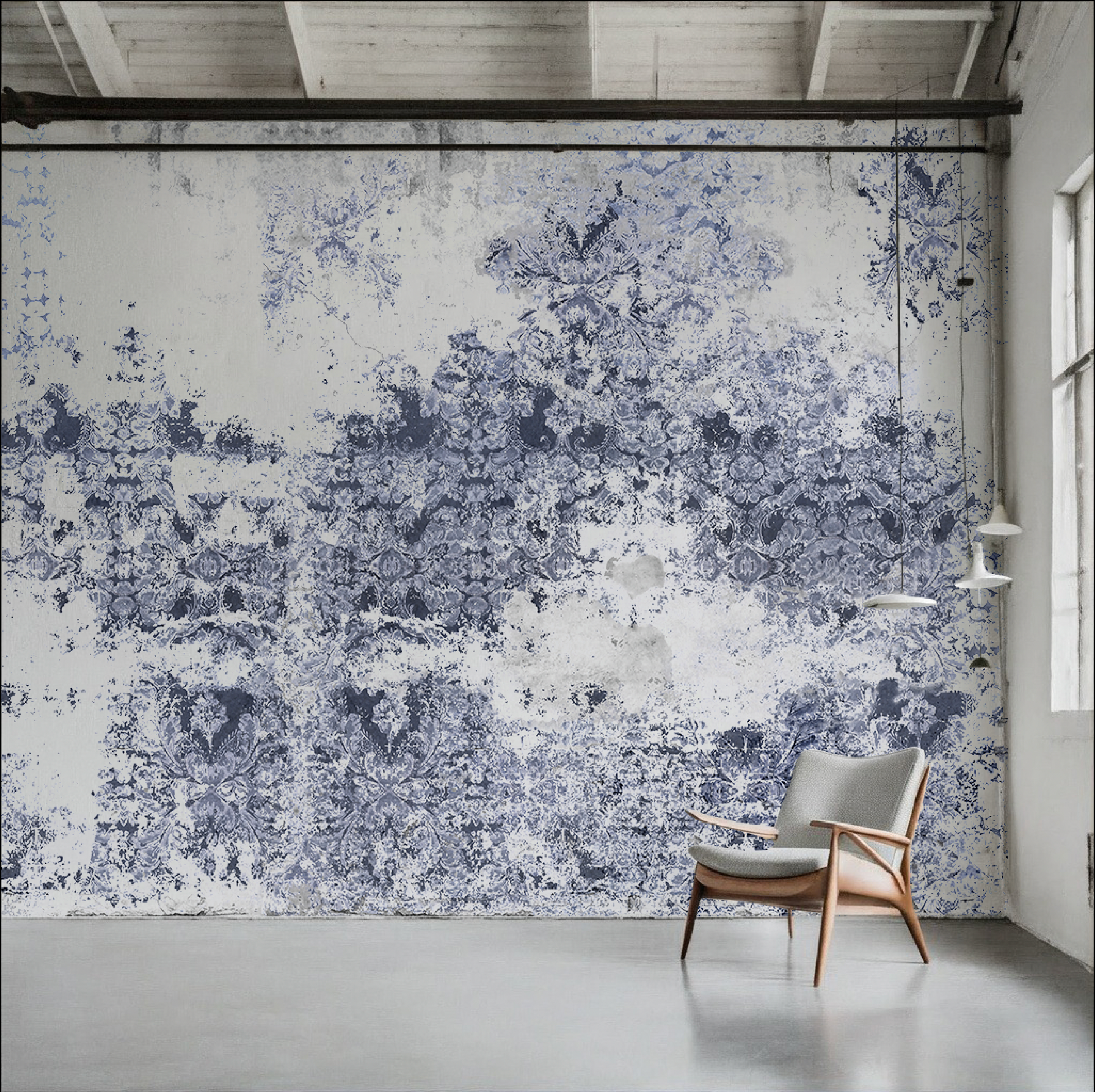 Wallpaper - Damaged Goods in Blue