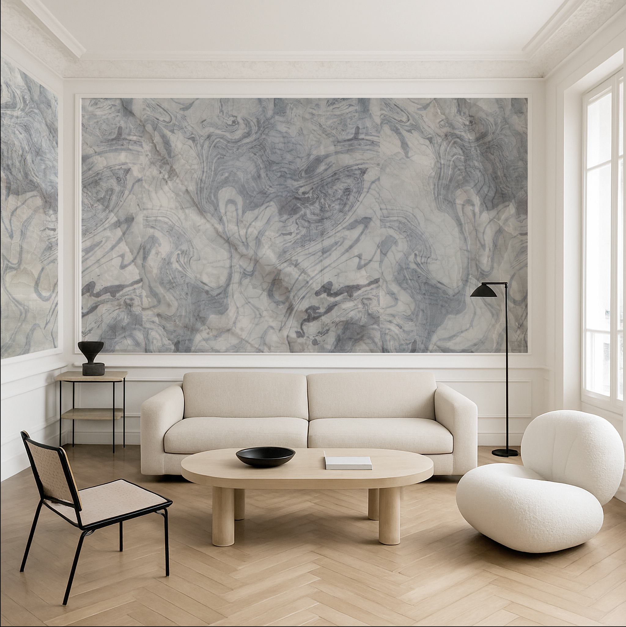 Wallpaper - Broken Marble- Licorice Swirl