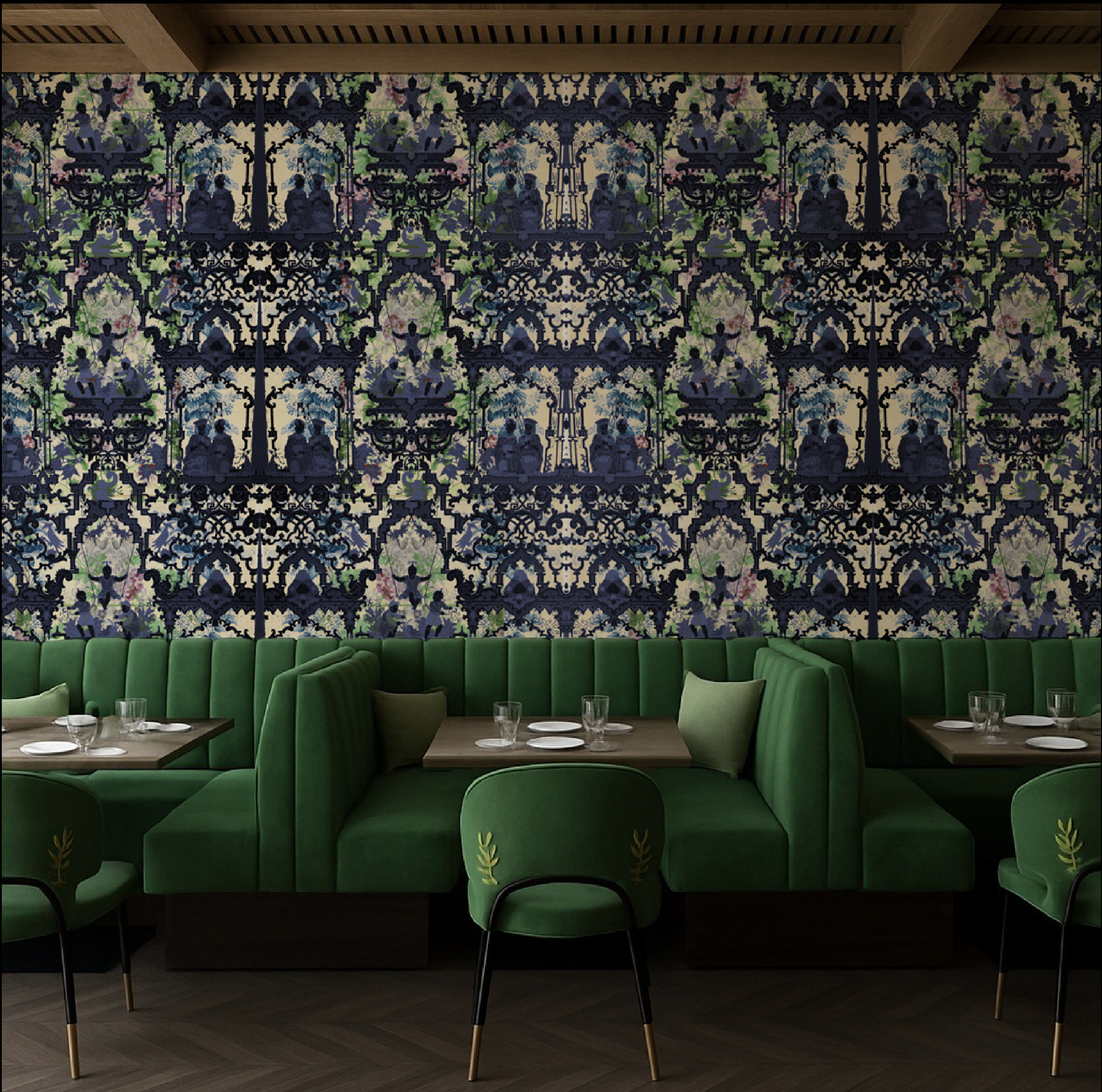 Wallpaper - Chinoiserie - In the Garden of Double Happiness
