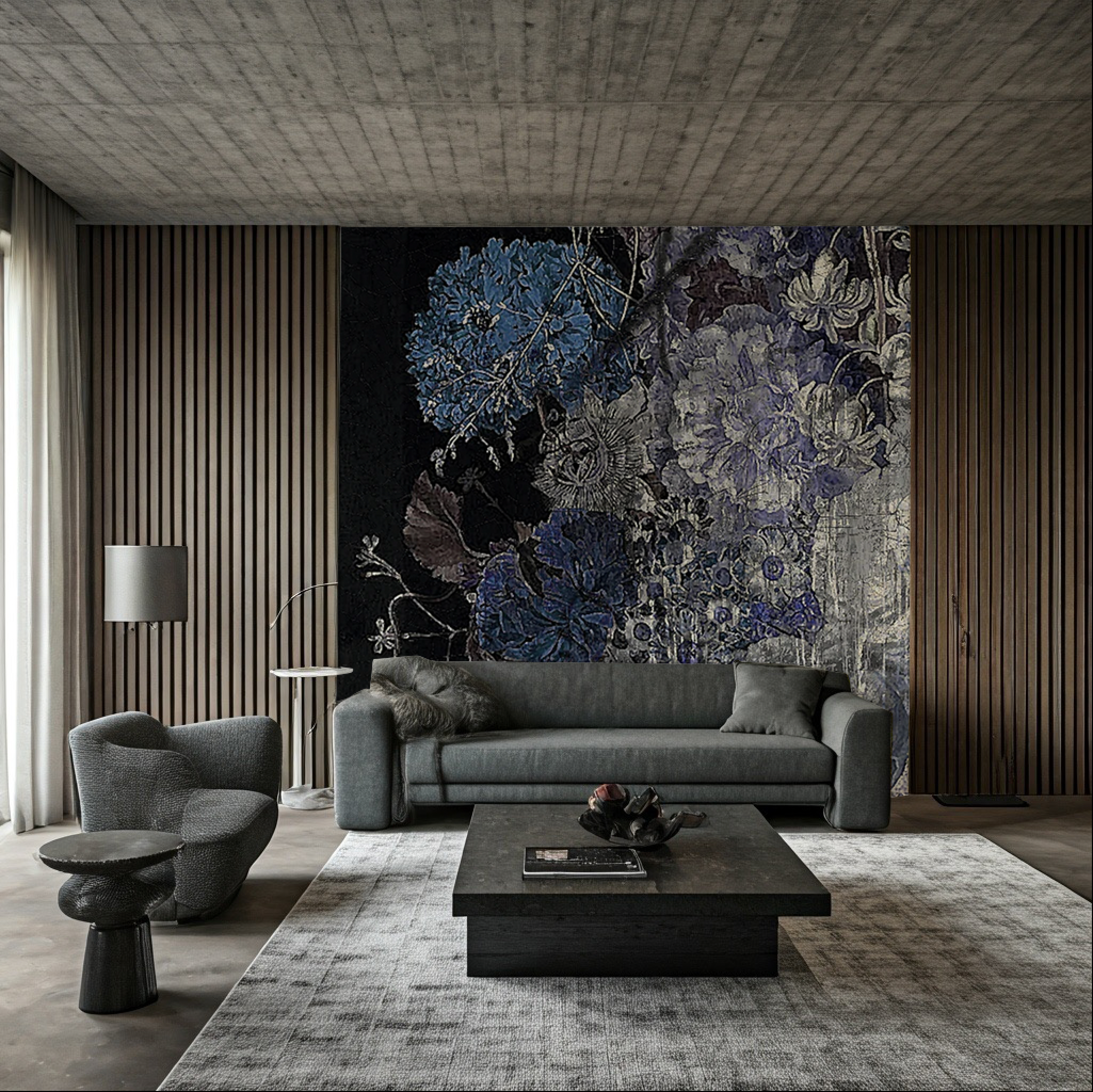 Wallpaper - Still Life with Flowers - Blue