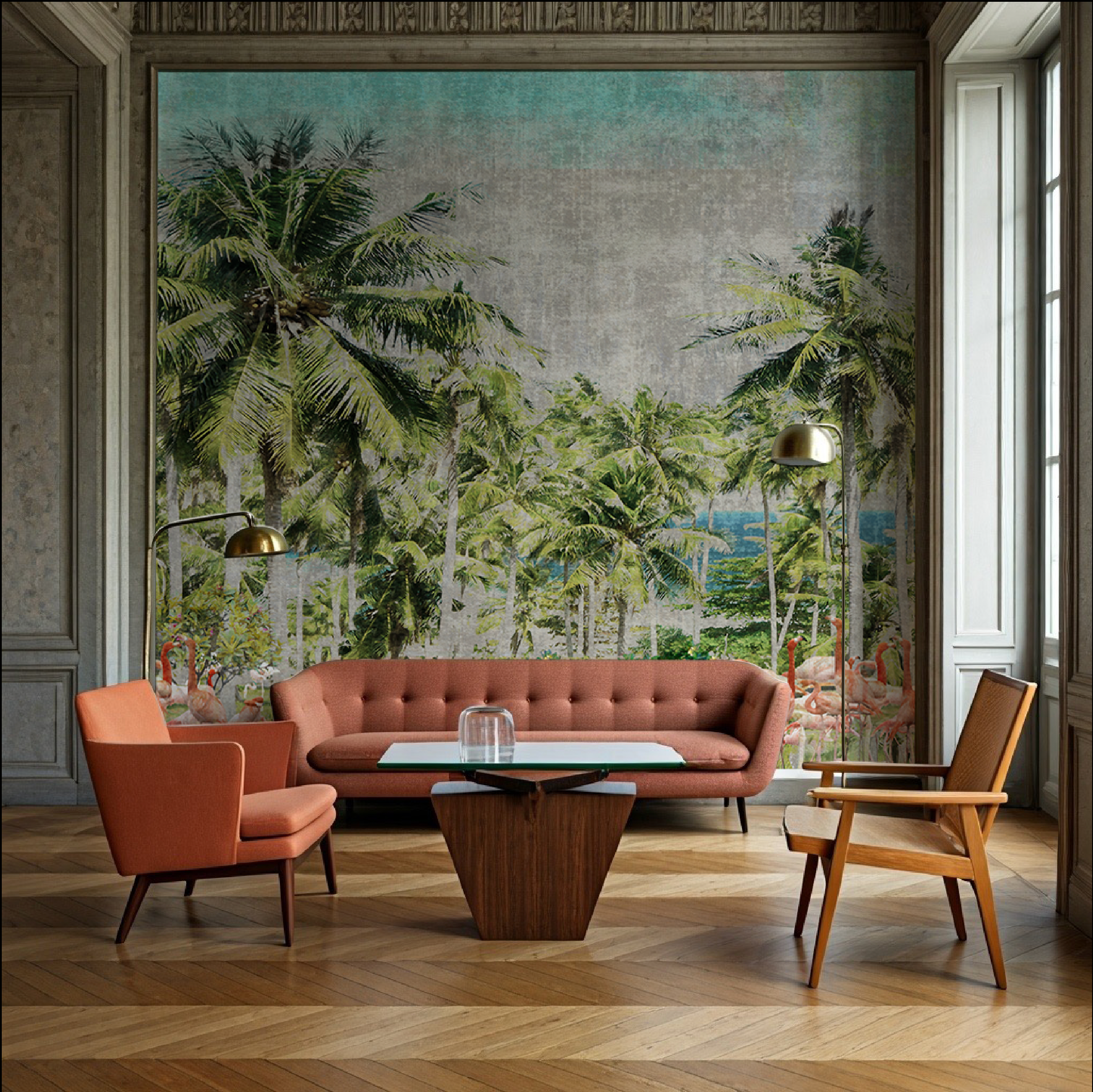 Wallpaper - Flamingos in the Tropics