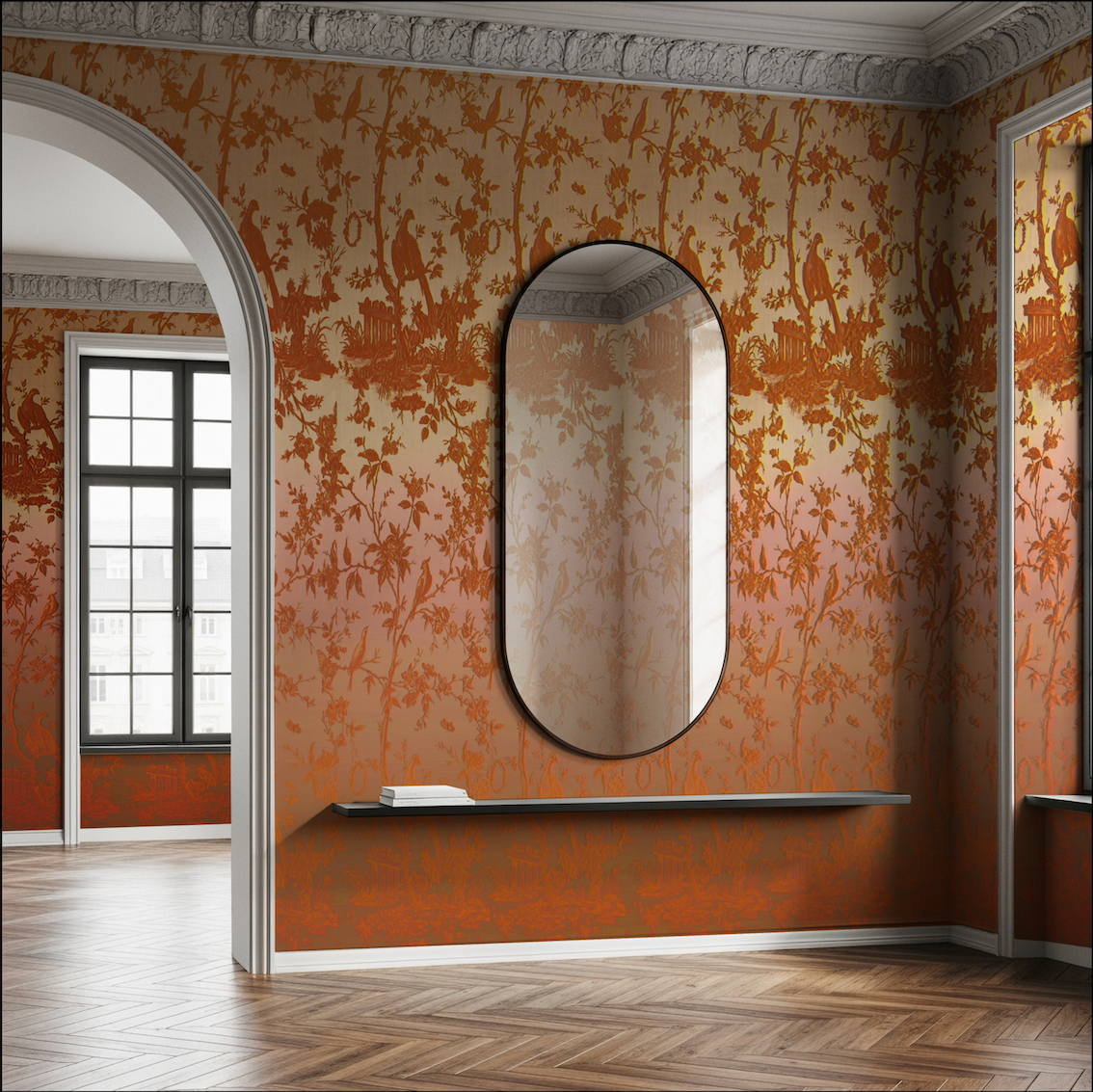 Wallpaper - Toile de Jouy - Doré