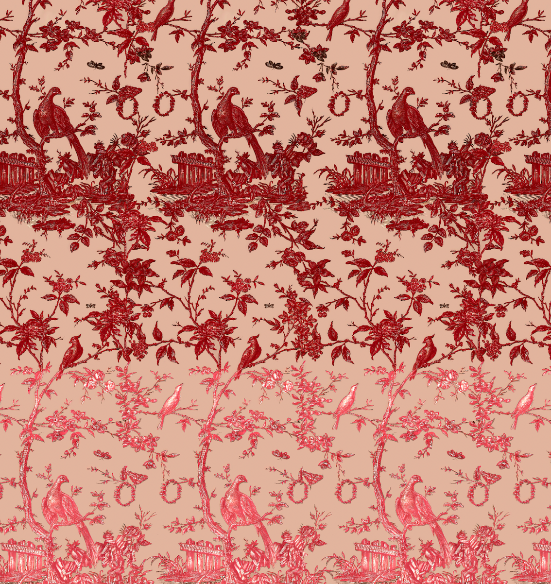 Wallpaper - Toile de Jouy - Rouge