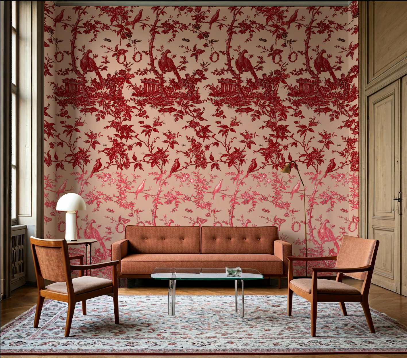 Wallpaper - Toile de Jouy - Rouge