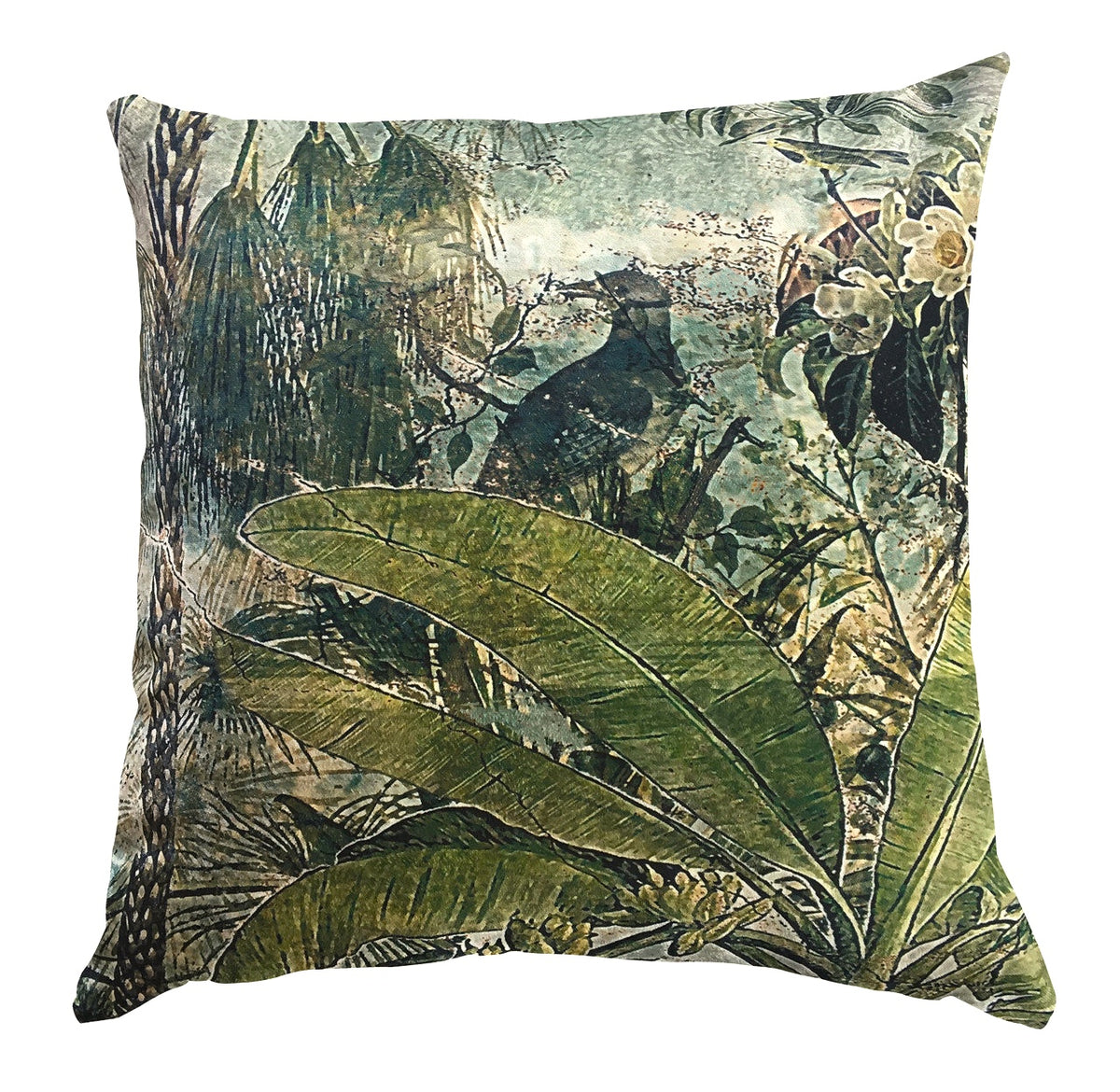 Cushion - Fading Forest with Bird (linen style)